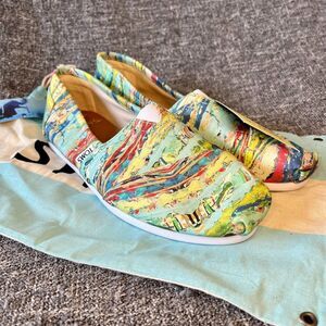Toms Tyler Ramsey No 3 Canvas Slip On Womens Size 8.5 Shoes New Tags Dust Bag